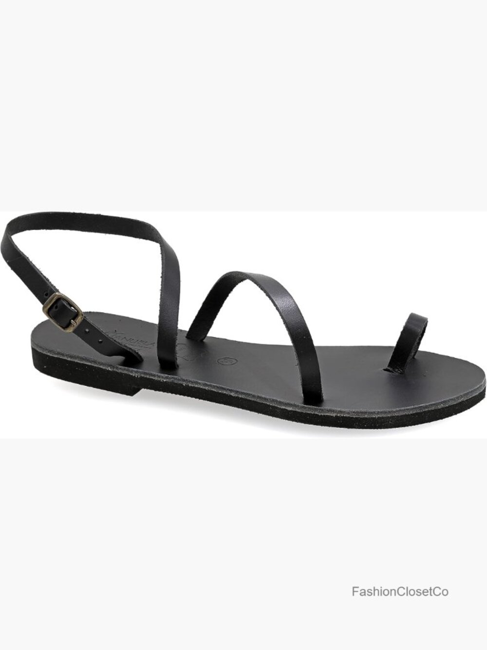 Handmade Leather Flat Sandals with Adjustable Buckle Strap, Boho Chic Ankle Cuff
